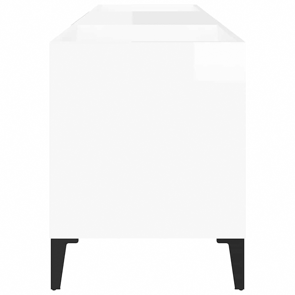 vidaXL 2 Shelf High Gloss White Wide Record Cabinet Image 5