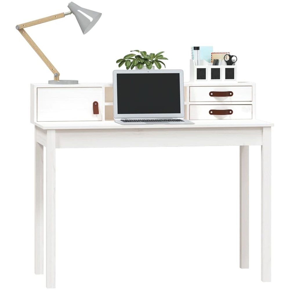 vidaXL Single Door 2 Drawer Single Shelf Office Desk White Image 3