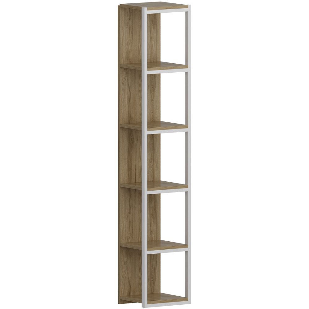 Decorotika Texas 5 Shelf Oud and White Bookshelf Image 2