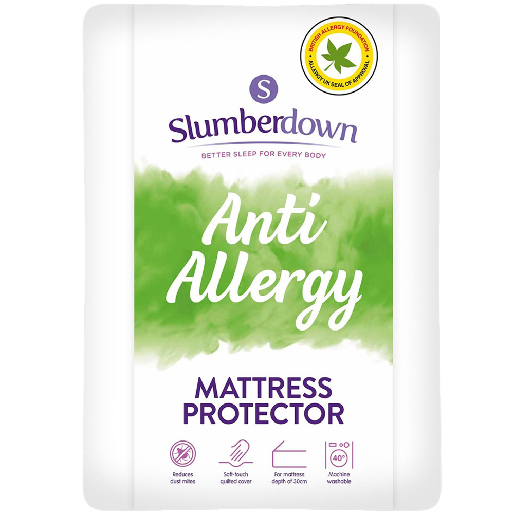 Slumberdown Single White Anti Allergy Mattress Protector Image 1