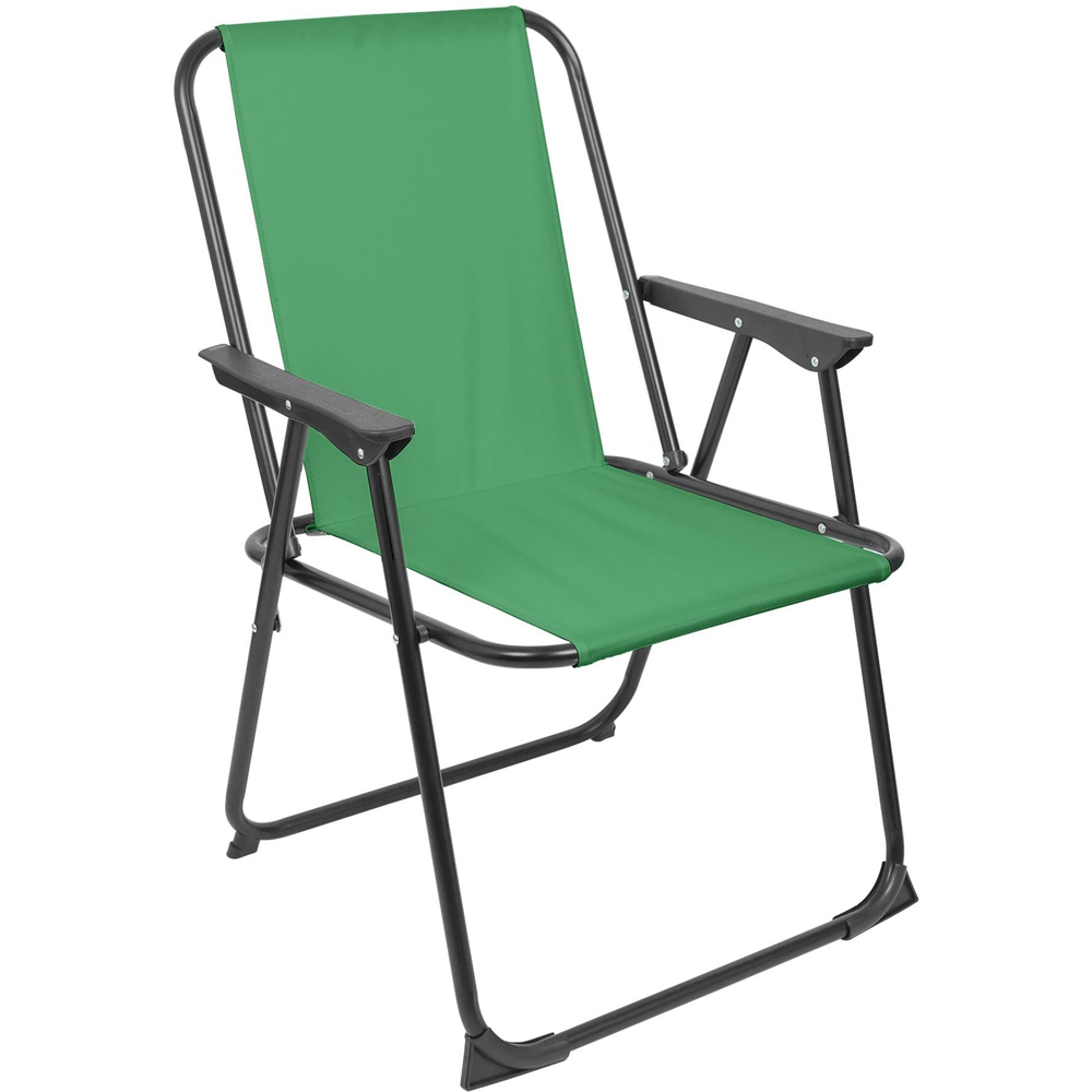 Harbour Housewares Matt Black and Green Folding Metal Beach Chair Image 2