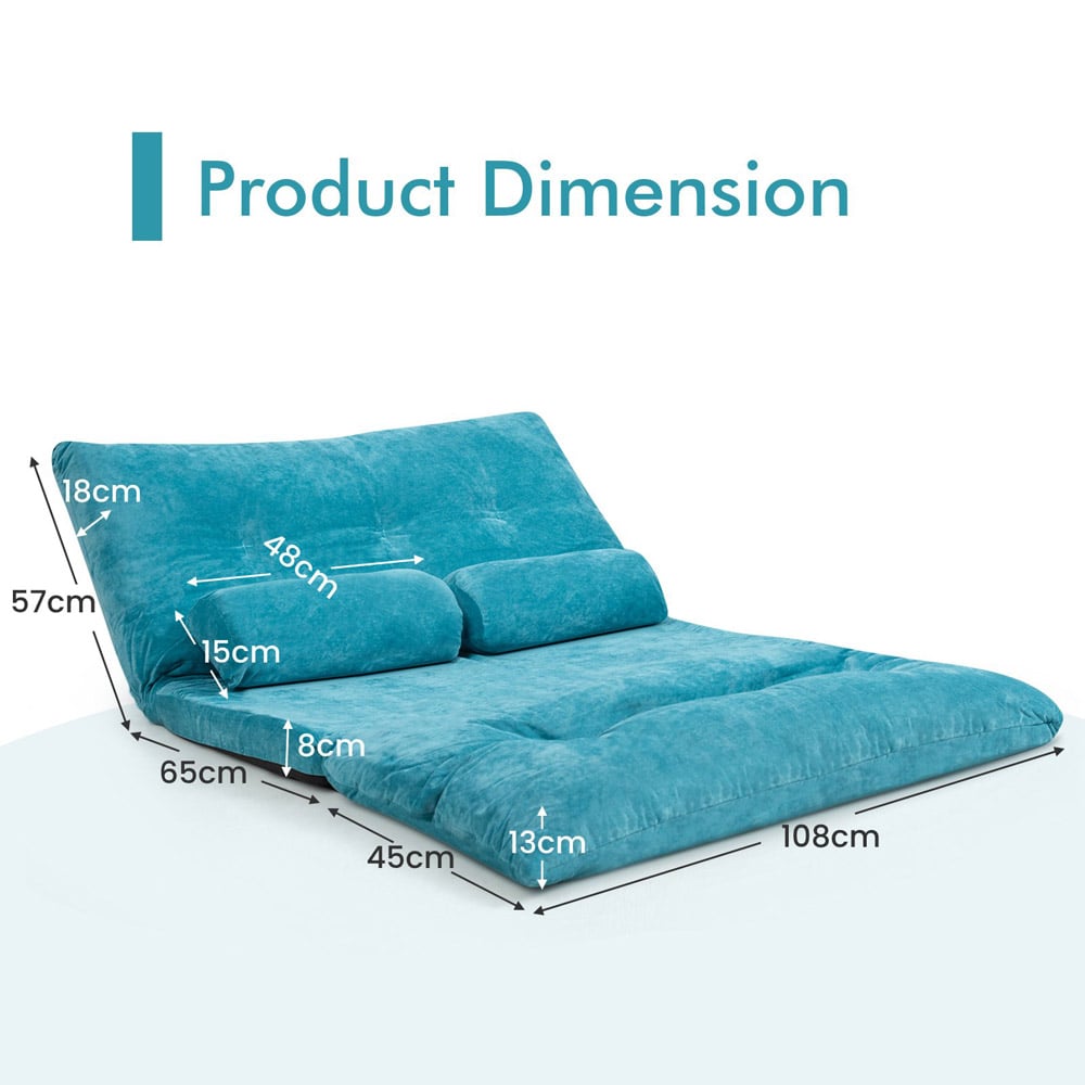 Costway Blue Convertible Floor Sofa Bed with Waist Pillows Image 9