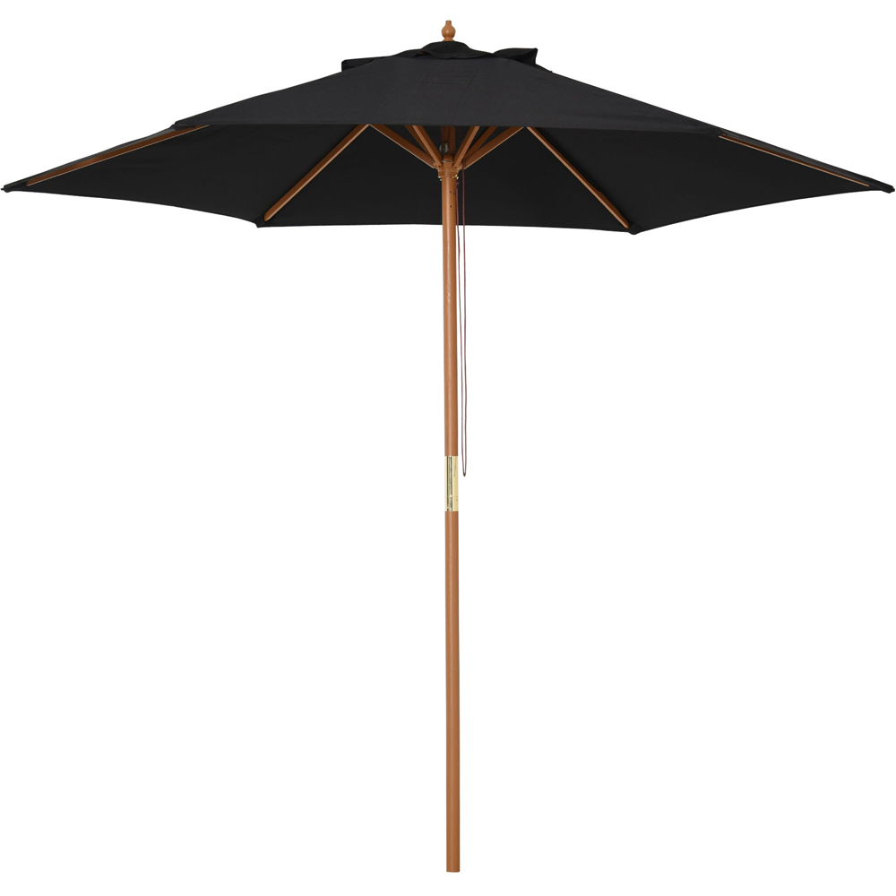 Outsunny Black Wooden Garden Parasol 2.5m Image 1