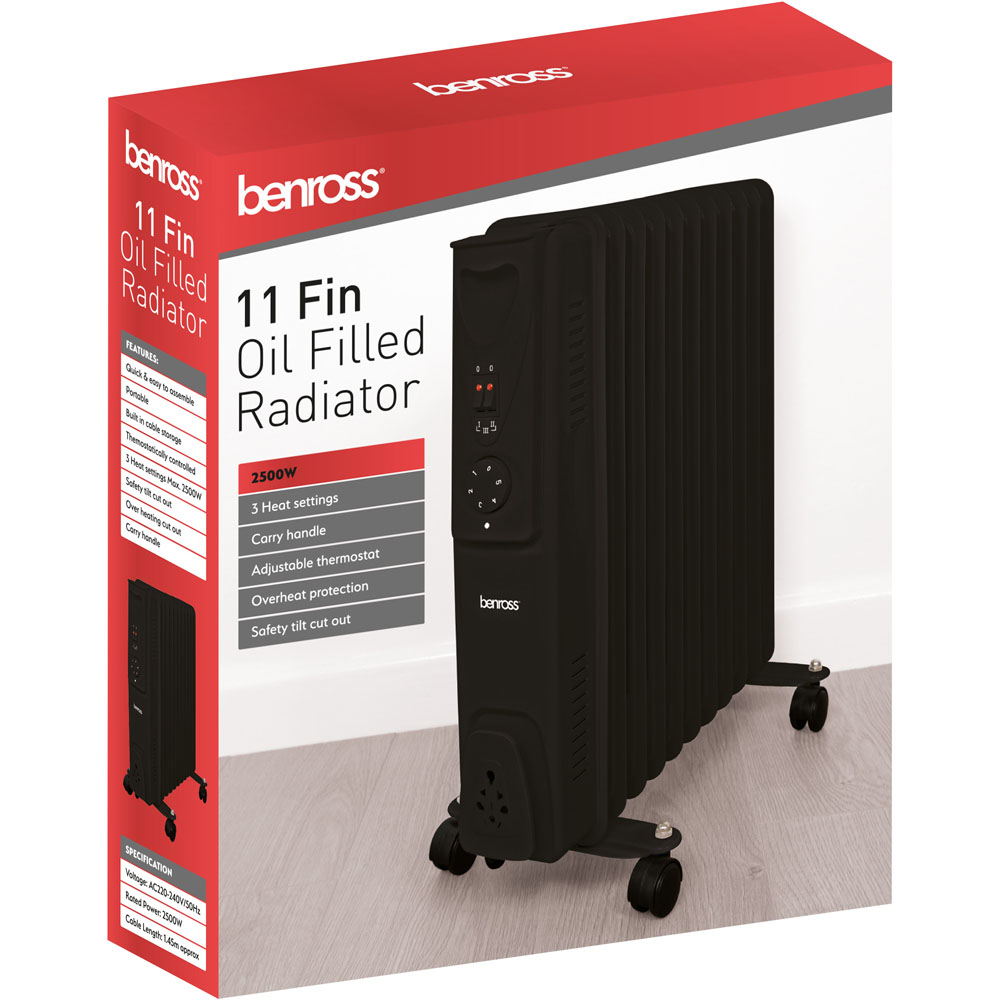 Benross 11 Fin Black Oil Filled Radiator 2500W Image 4