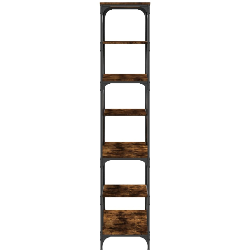 vidaXL 6 Shelf Smoked Oak Wood and Steel Geometric Bookcase Image 5