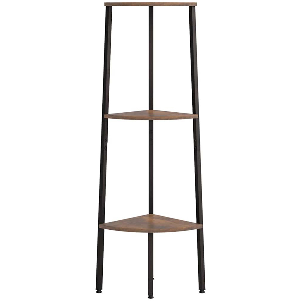 vidaXL 3-Tier Dark Brown and Black Corner Shelf Image 2