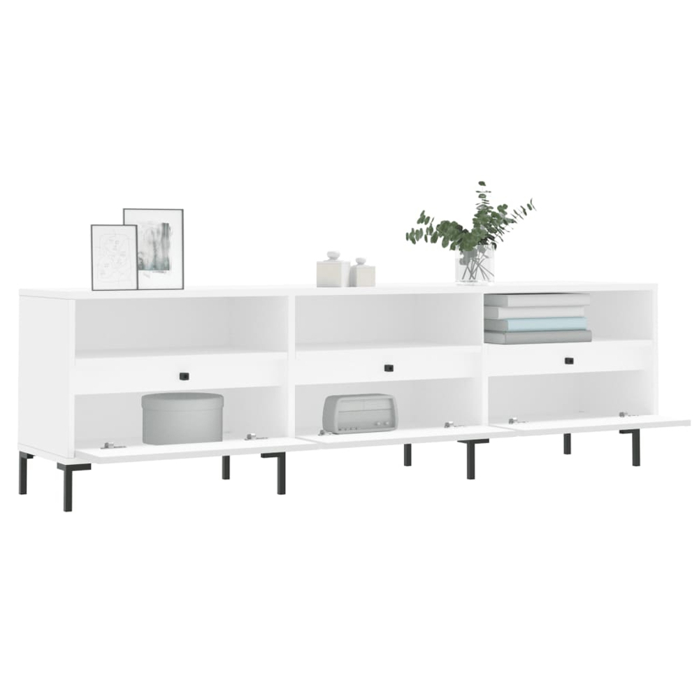vidaXL 3 Door 3 Shelf White TV Cabinet Image 4