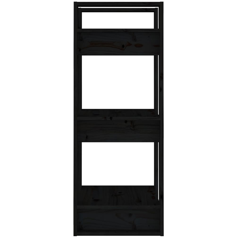vidaXL 3 Shelf Black Solid Pine Wood Bookcase Image 4