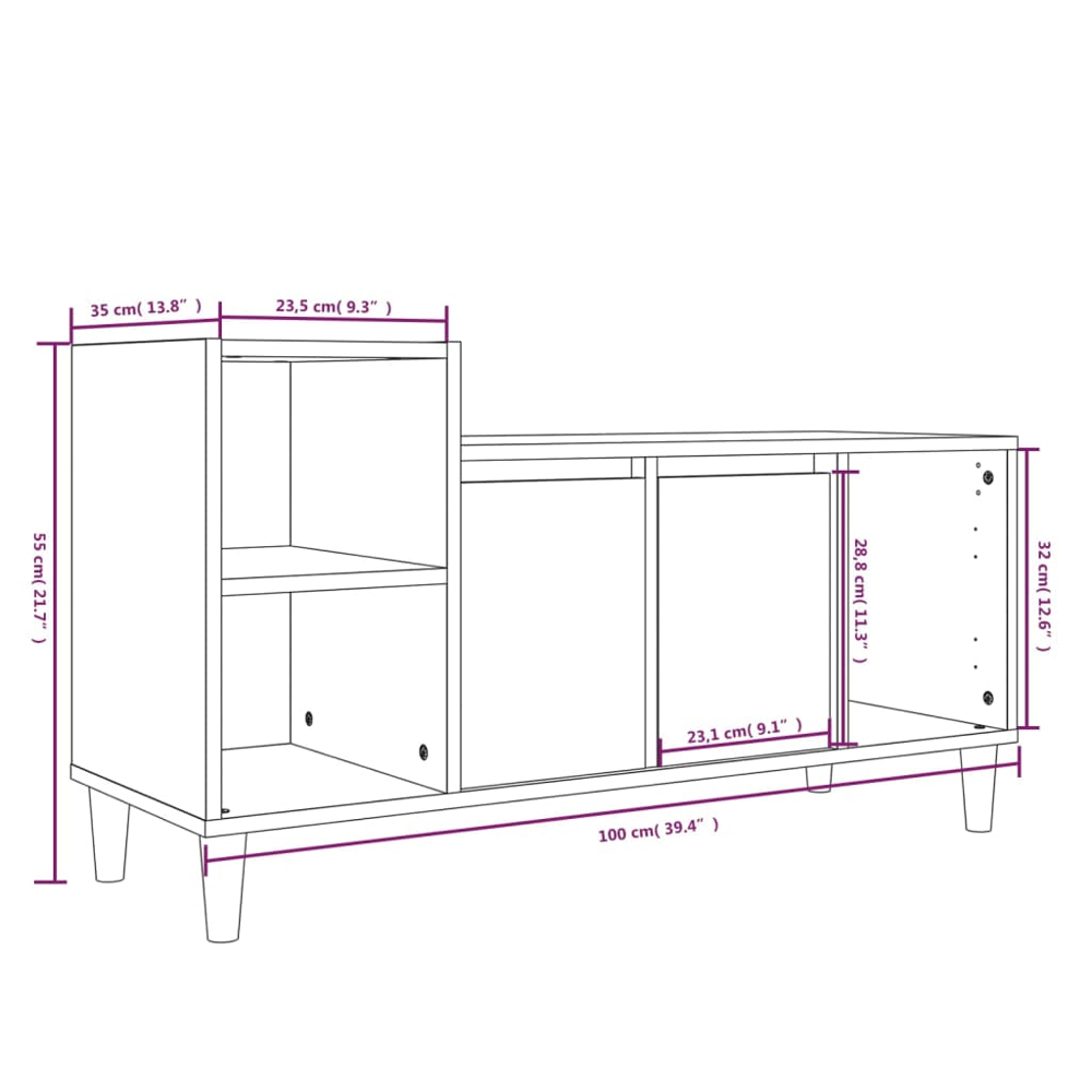 vidaXL 2 Door 3 Shelf Concrete Grey TV Cabinet Image 9
