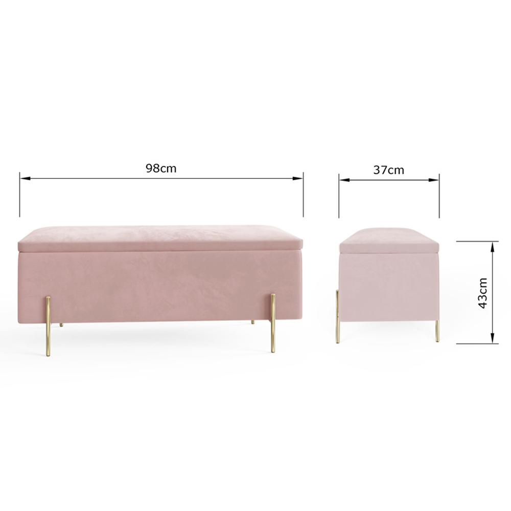 GFW Mystica Blush Pink Velvet Ottoman Storage Bench Image 9
