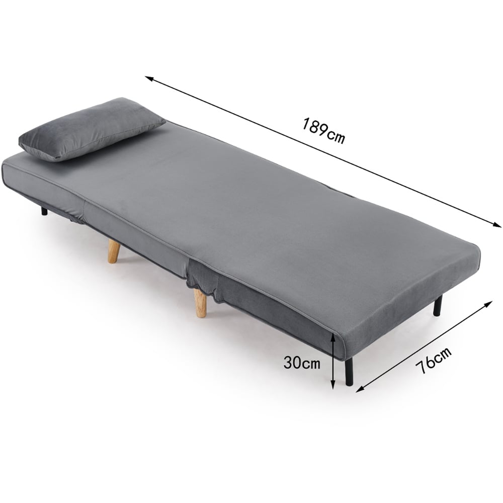 Home Detail Kendal Single Sleeper Grey Velvet Chair Bed Image 9