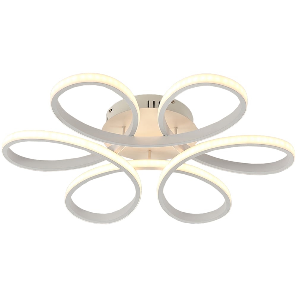 Living and Home 29 inch White 6 Light Petal Shaped LED Ceiling Light with Remote Image 1