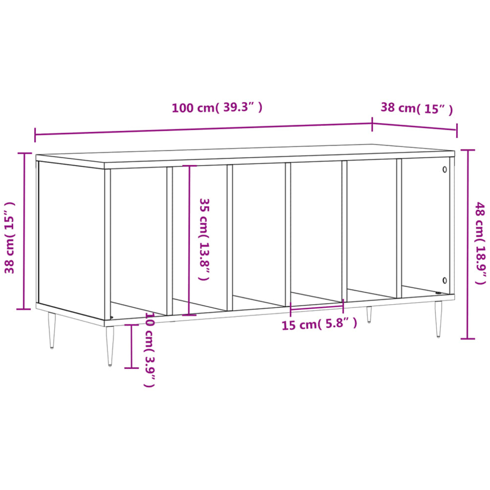 vidaXL 6 Shelf Black Record Cabinet Image 9