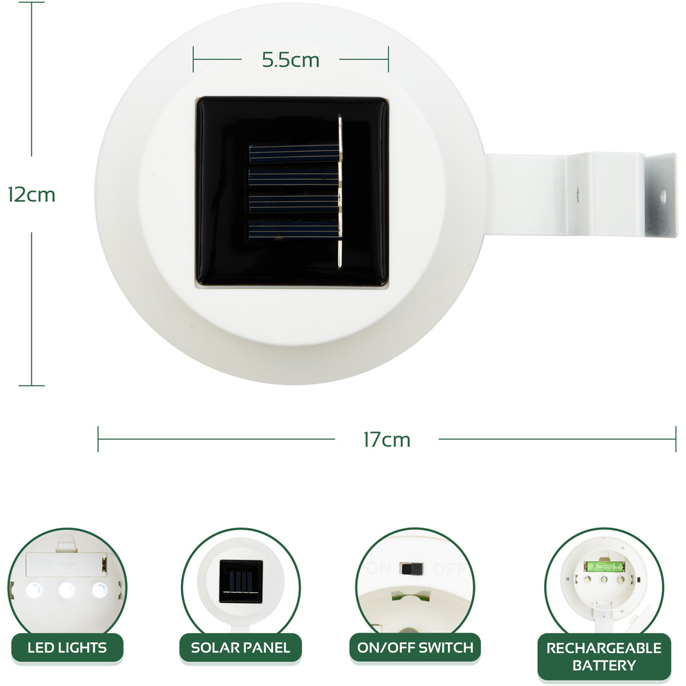 GardenKraft 2 Pack White LED Solar Gutter and Fence Light Image 7