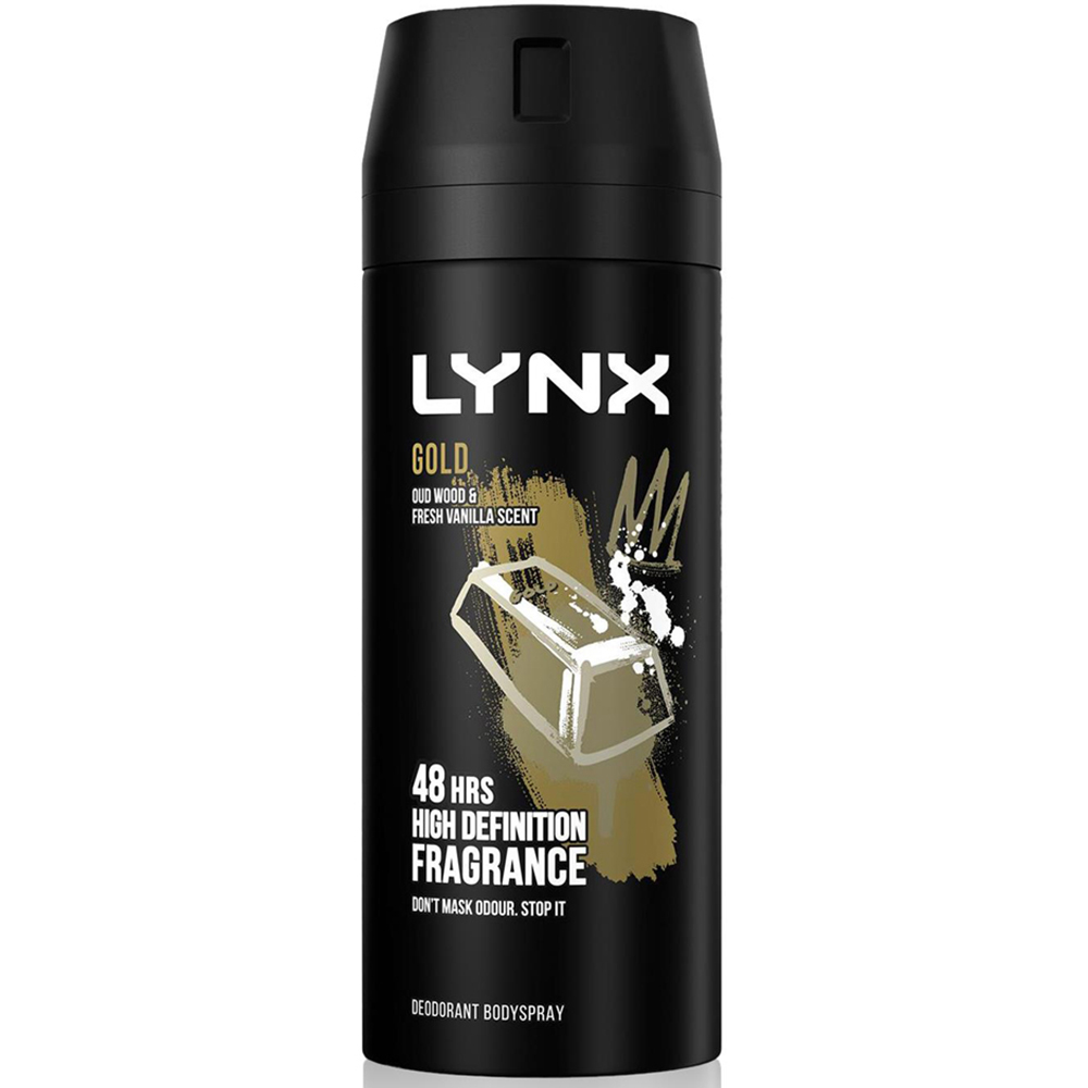 Lynx Gold Oud Wood and Fresh Vanilla 48H Protection Deodorant Body Spray 150ml 36 Pack Image 2