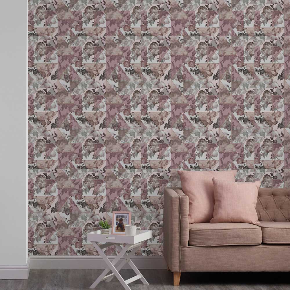 Sublime Geo Floral Pink and Grey Wallpaper Image 3