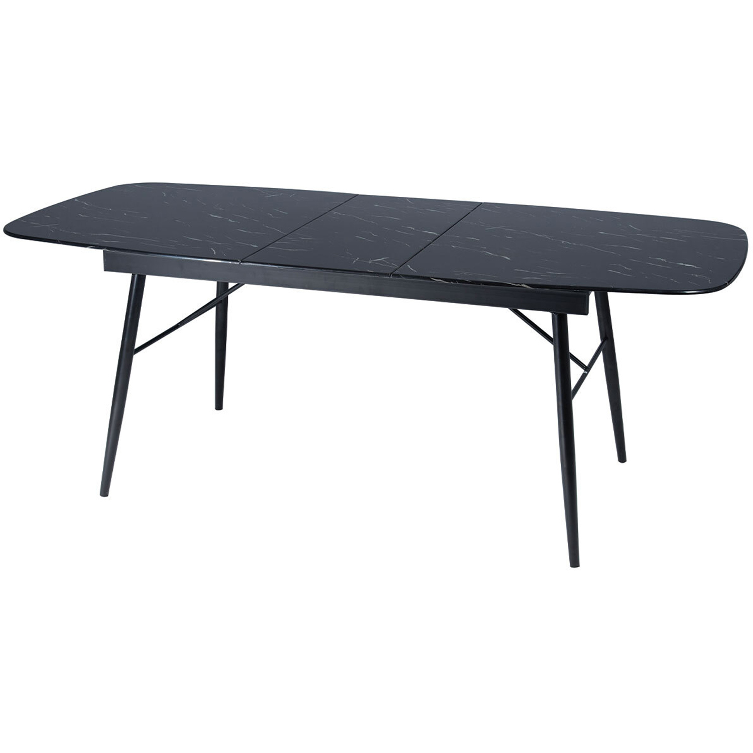 Sorrento Marble 6 Seater 160 to 200cm Extending Dining Table Black Image 5