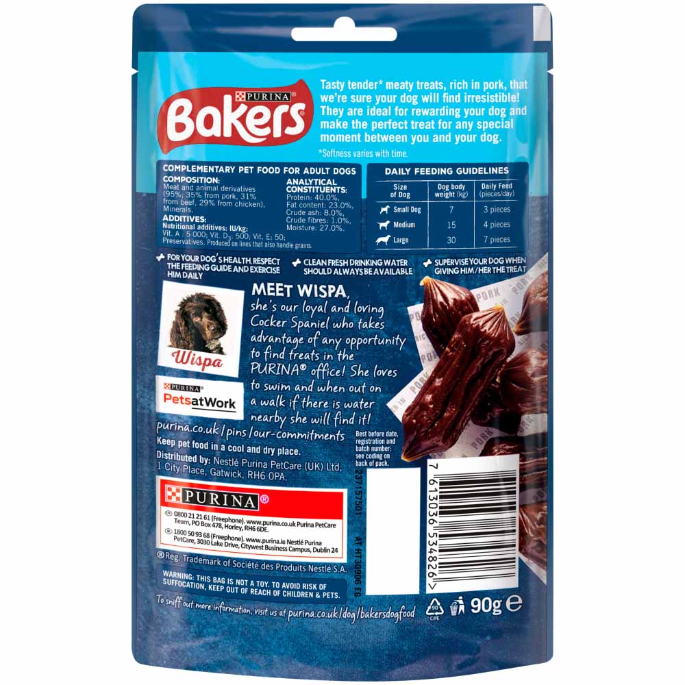 Bakers Meaty Cuts Dog Treats Scrumptious Sauages 90g Image 3