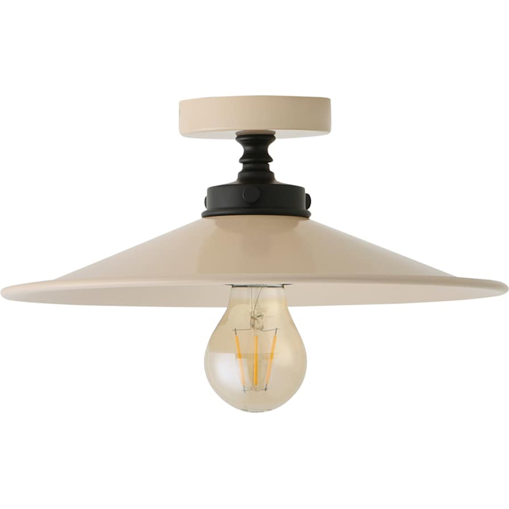 ValueLights Hampstead Natural Rolled Edge Tapered Flush Ceiling Light with Bulb Image 1