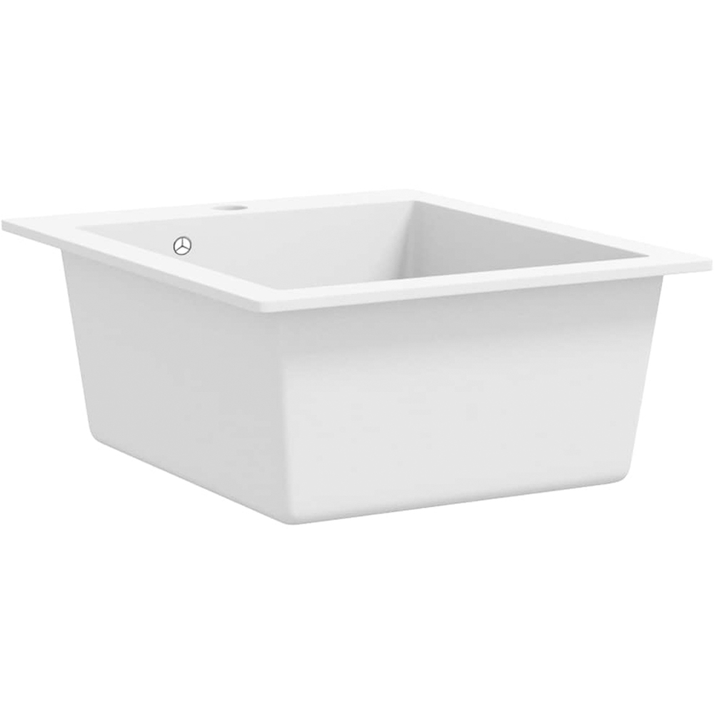 vidaXL White Granite Single Basin Overmount Kitchen Sink 350 x 390 x 195mm Image 4