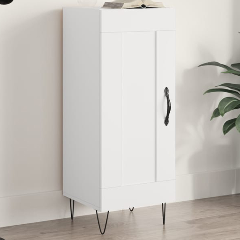 vidaXL Single Door High Gloss White Sideboard Image 1