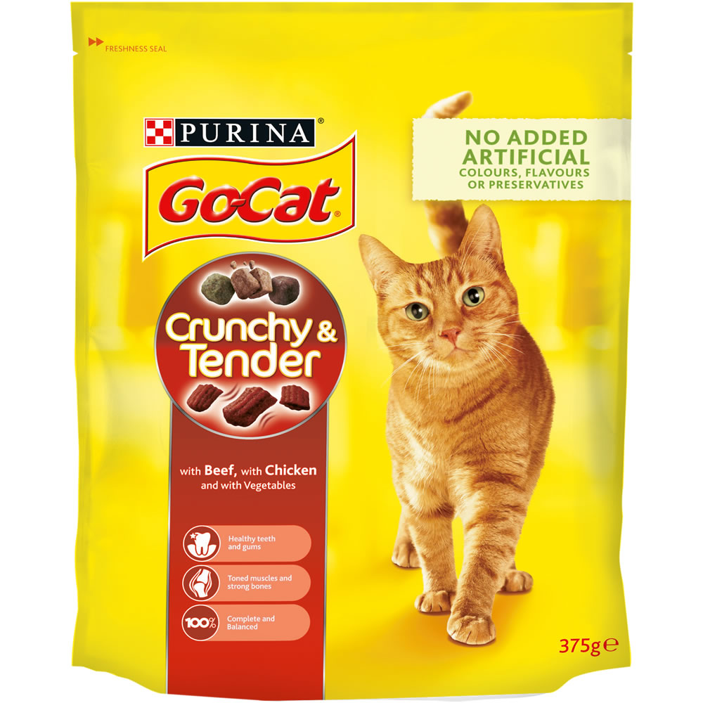 Go-Cat Crunchy and Tender Beef and Chicken Dry Cat  Food 375g Image