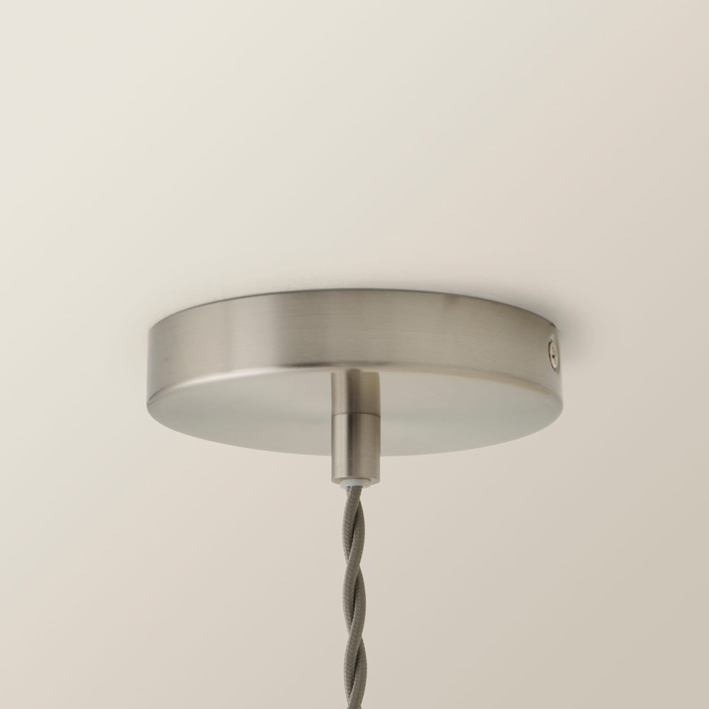 ValueLights Cheltenham Ribbed Shade Brushed Chrome Ceiling Pendant Light with Bulb Image 3