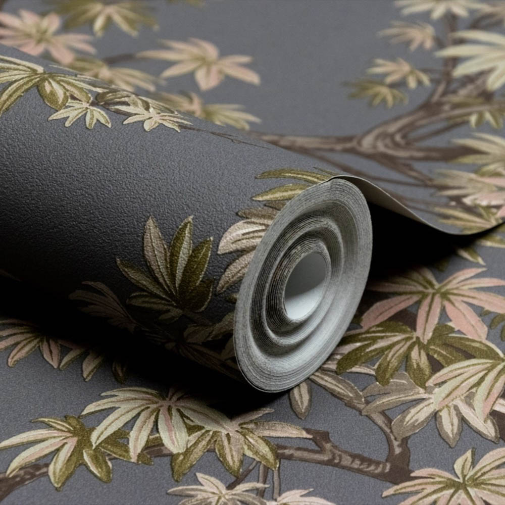 Grandeco Acer Tree Leaves Charcoal Textured Wallpaper By Paul Moneypenny Image 2