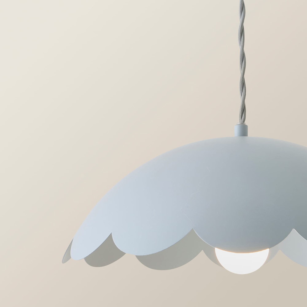 ValueLights Millie Powder Blue Scallop Shade Pendant Light with Bulb Image 4