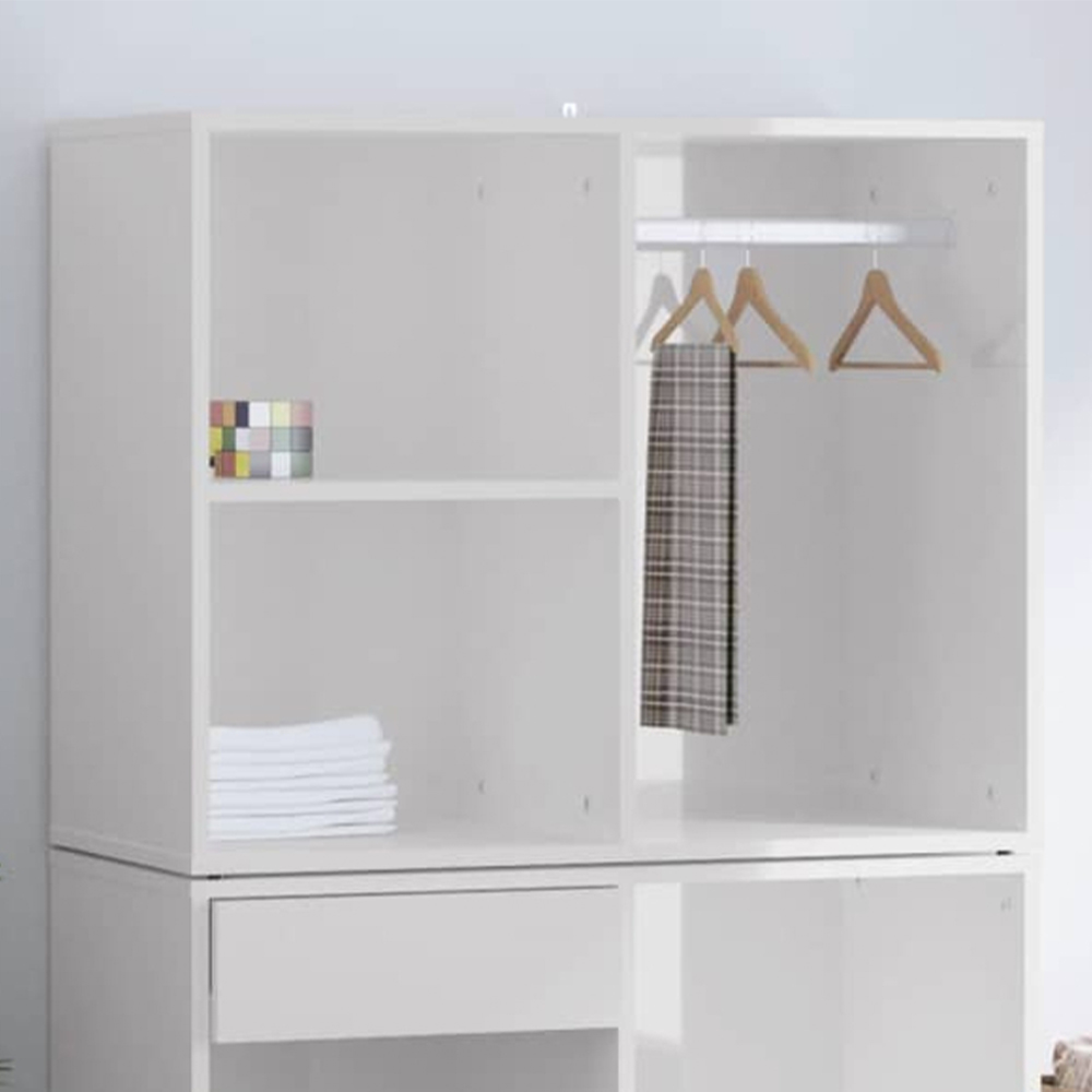 vidaXL 3 Shelf High Gloss White Engineered Wood Dressing Cabinet Image 1