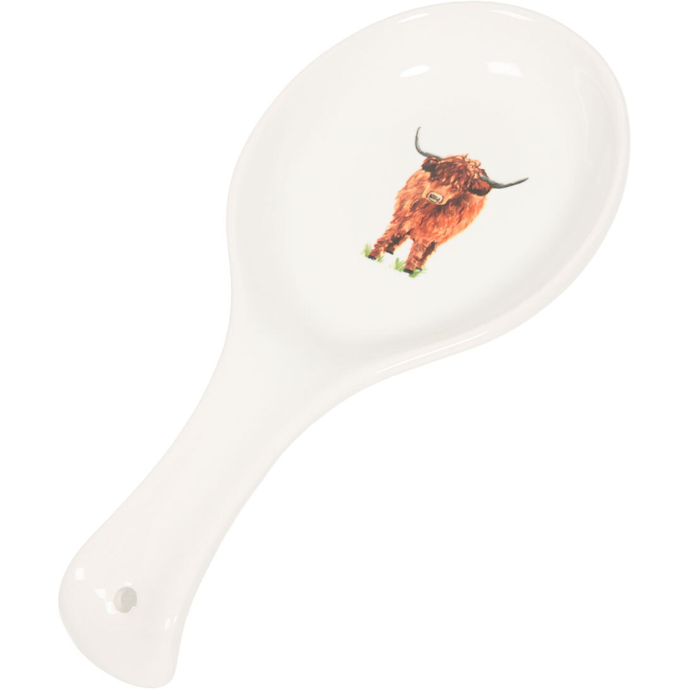 Highland Cow Design Spoon Rest White Image 2