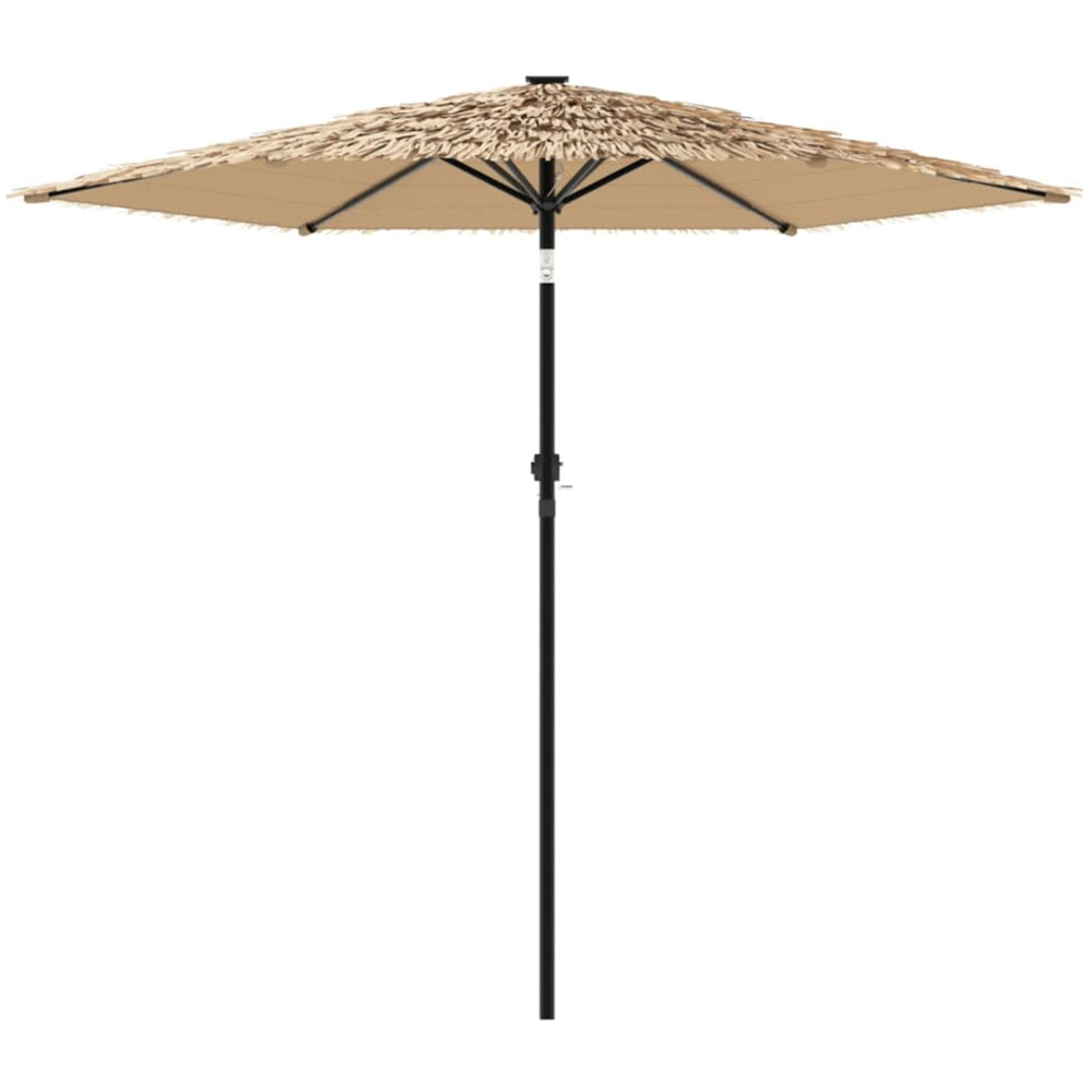 vidaXL Brown Straw Top Garden Parasol with Steel Pole 2.6m Image 3