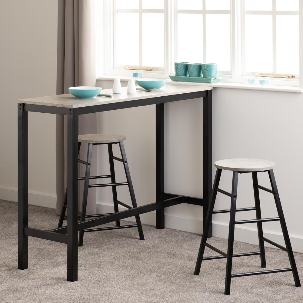 Seconique Athens Concrete Effect 2 Seater Bar Table and Chairs Set Image 1