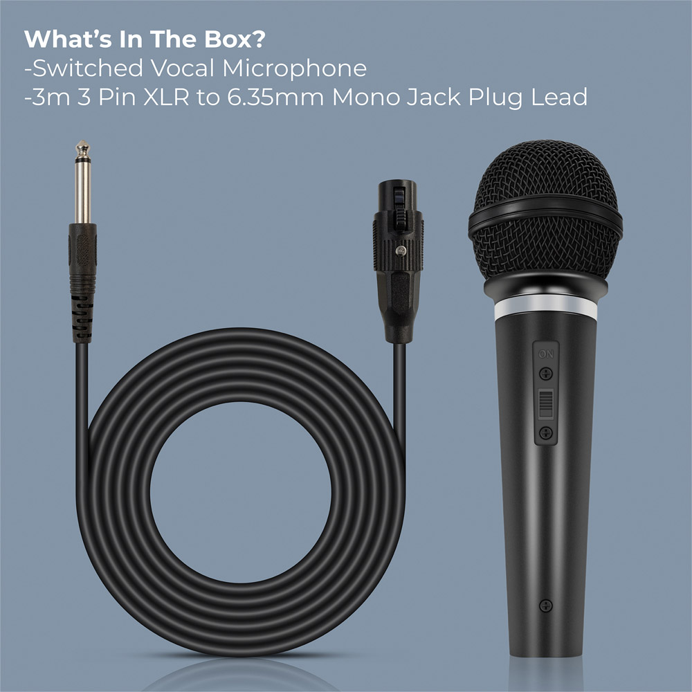 St Helens Dynamic Black Handheld Karaoke Microphone with Lead 600 Ohm Image 2