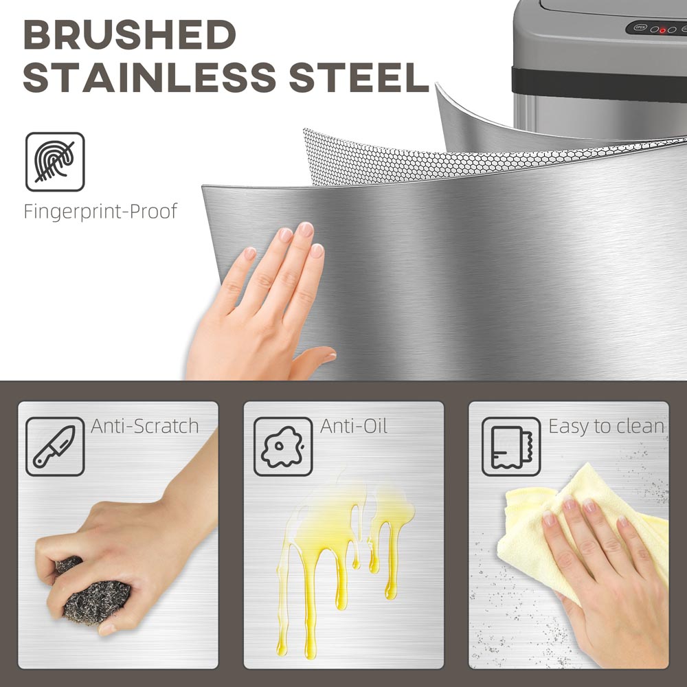 HOMCOM Stainless Steel Sensor Kitchen Bin 48L Image 7