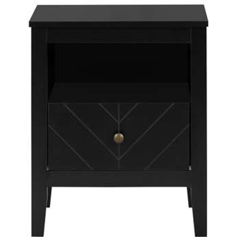 Birlea Emerson Single Drawer Single Shelf Black Bedside Table Image 3