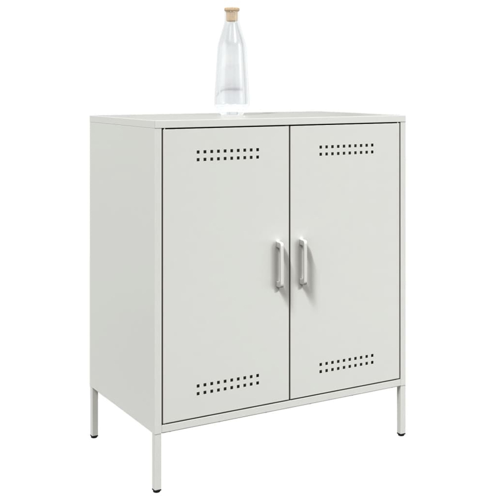vidaXL 2 Door Steel White Sideboard Image 3