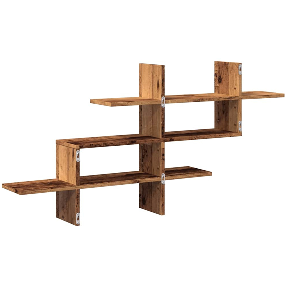 vidaXL 8 Shelf Brown Old Wood Effect Floating Wall Shelf Image 4