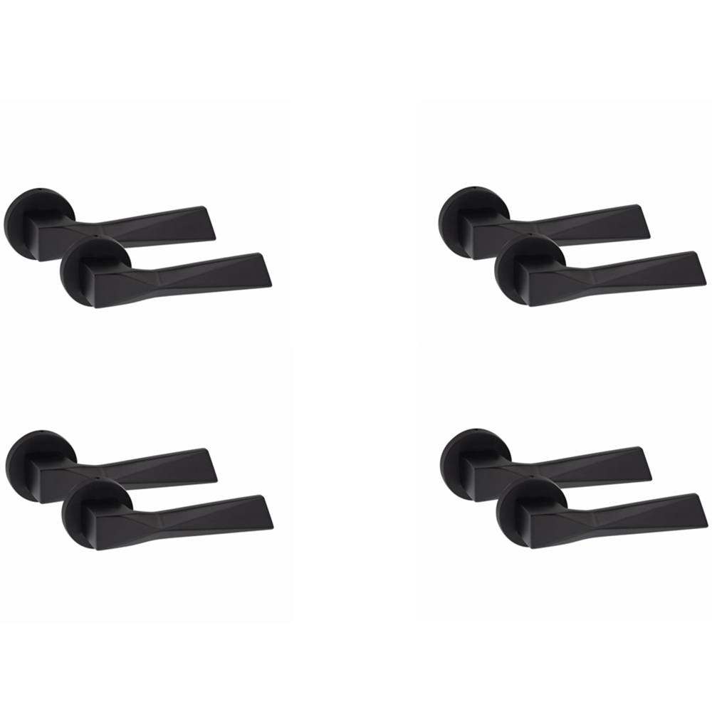 Golden Grace Modern Aura Matt Black Premium Door Handles 4 Pack Image 1