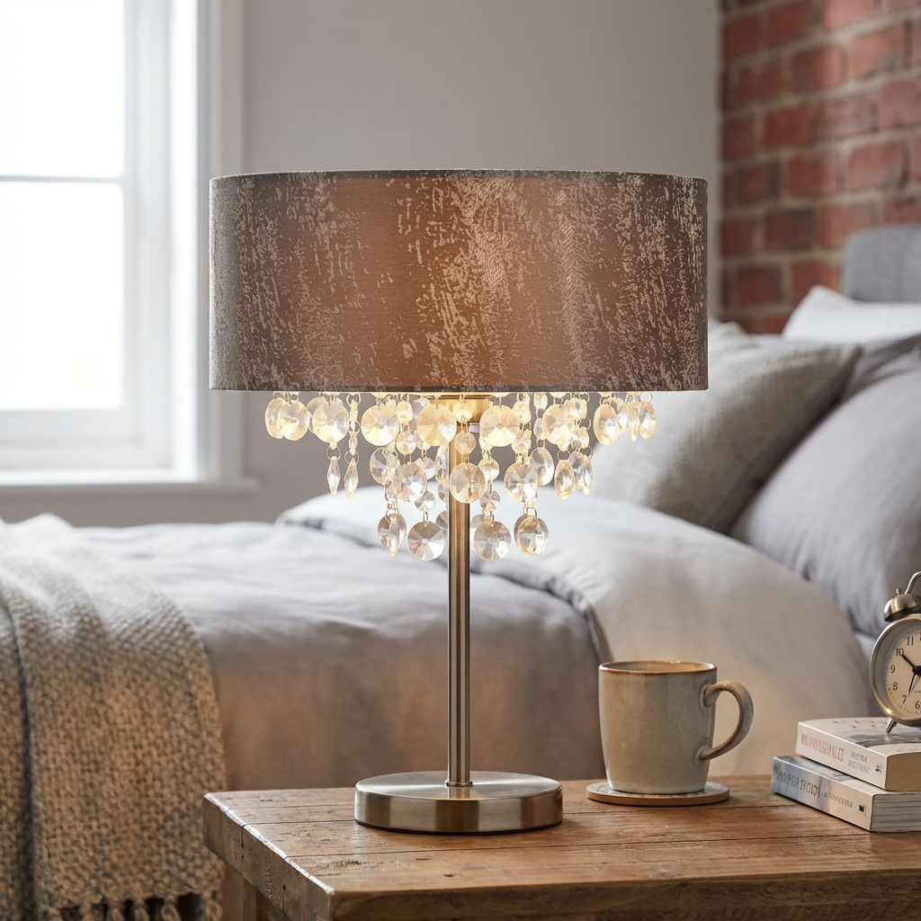 Grey Distressed Jewel Droplet Lamp Shade Image 7