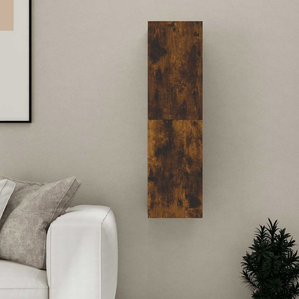 vidaXL Single Door Smoked Oak Wall Mounted Narrow TV Cabinet Image 5