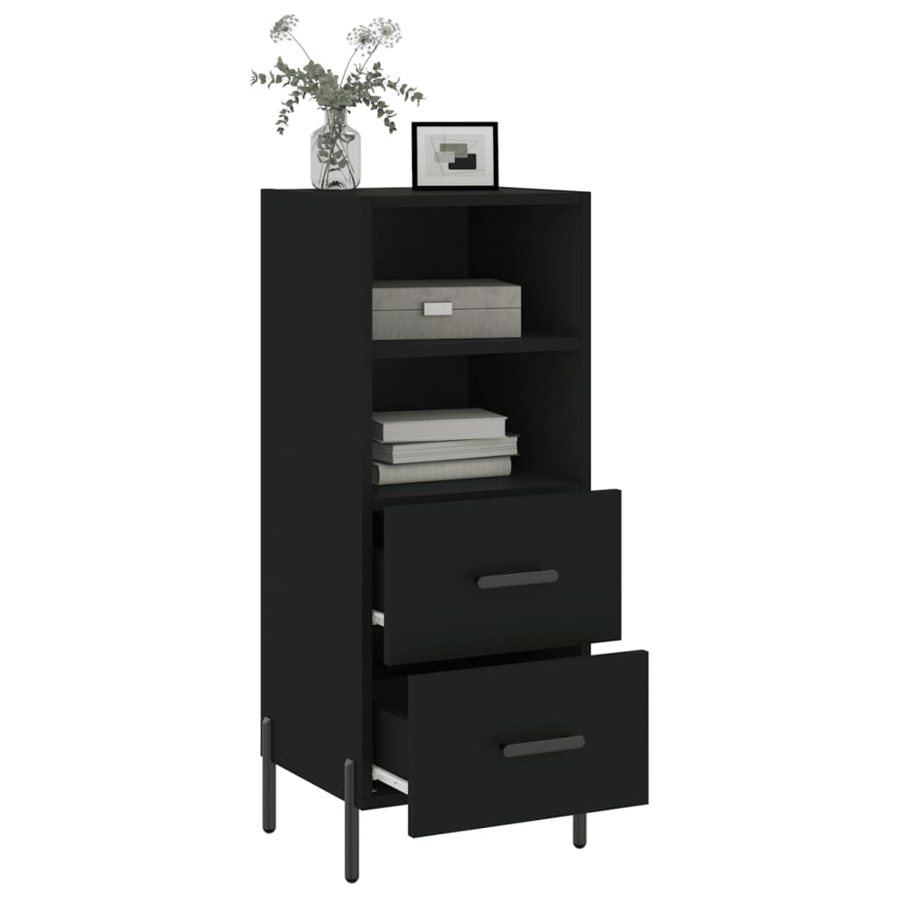 vidaXL 2 Drawer Single Shelf Black Oak Sideboard Image 4