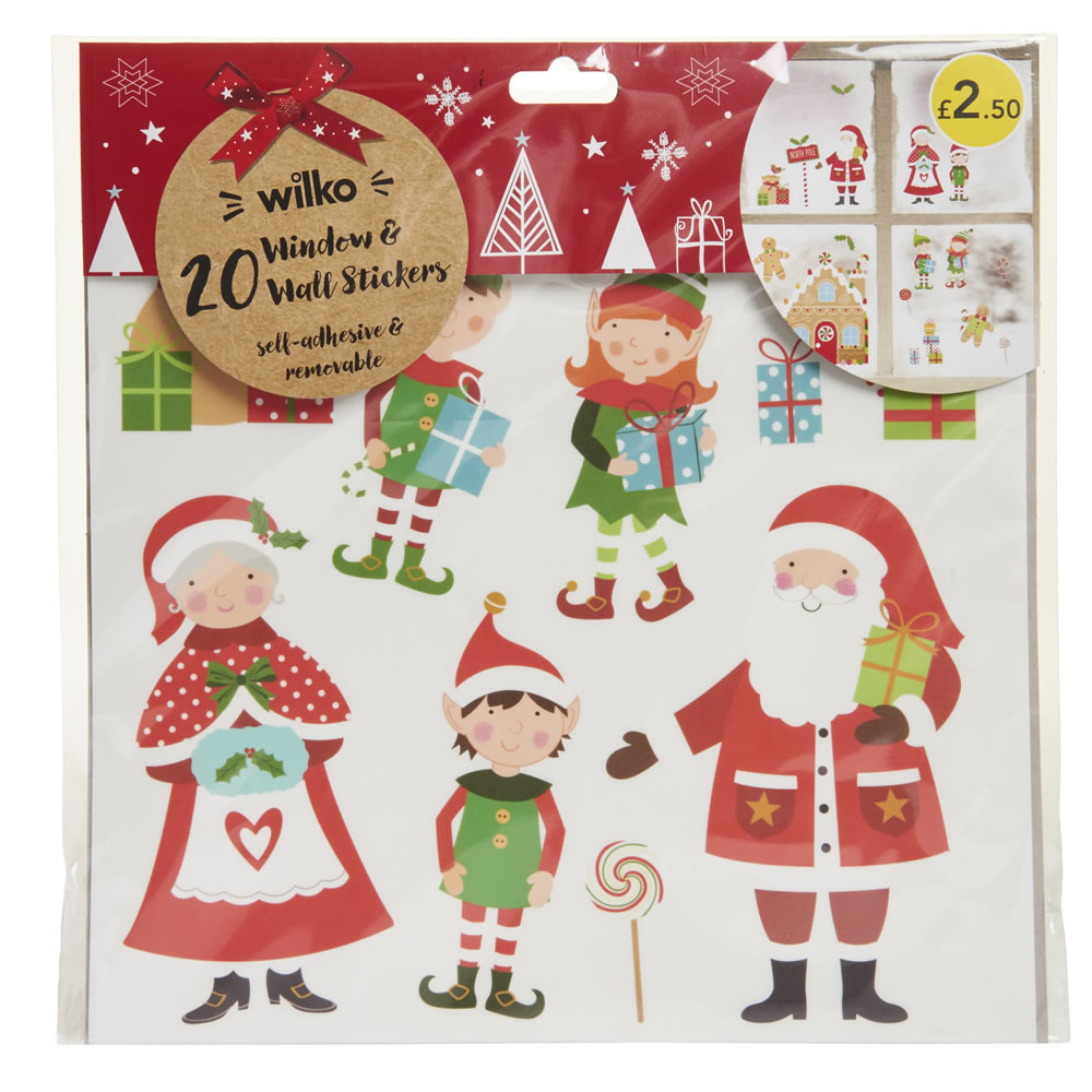 Wilko Reindeers and Elves Christmas Window and Wall Stickers Image