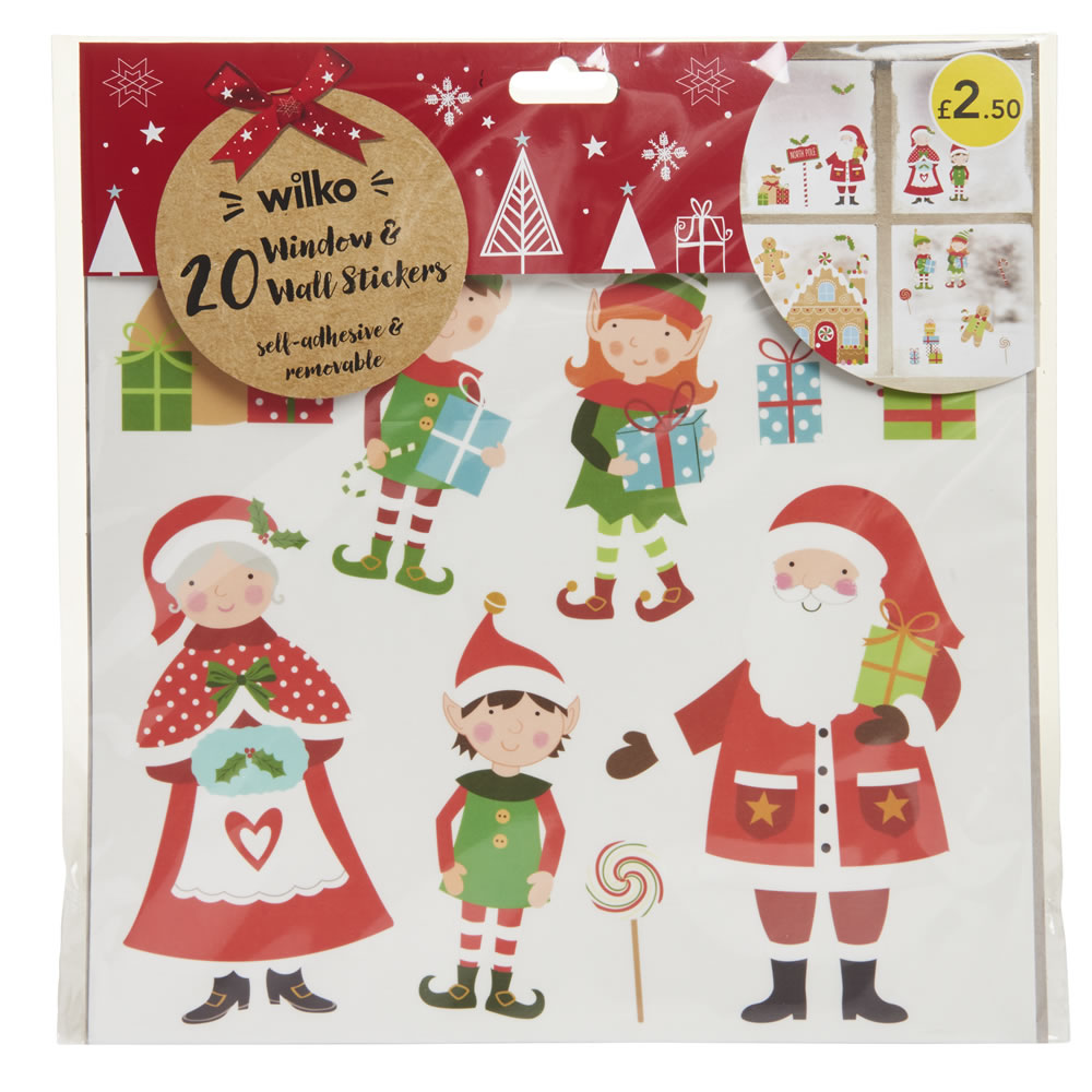 Wilko Reindeers and Elves Christmas Window and Wall Stickers Wilko