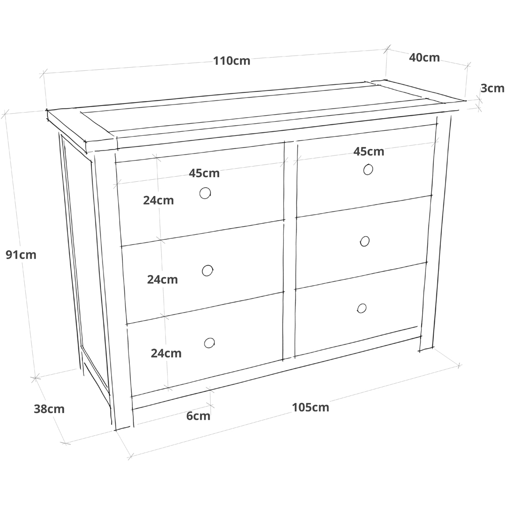 Cabinet Bits Mirano 6 Drawer Grey Chrome Knob Chest of Drawers Image 9