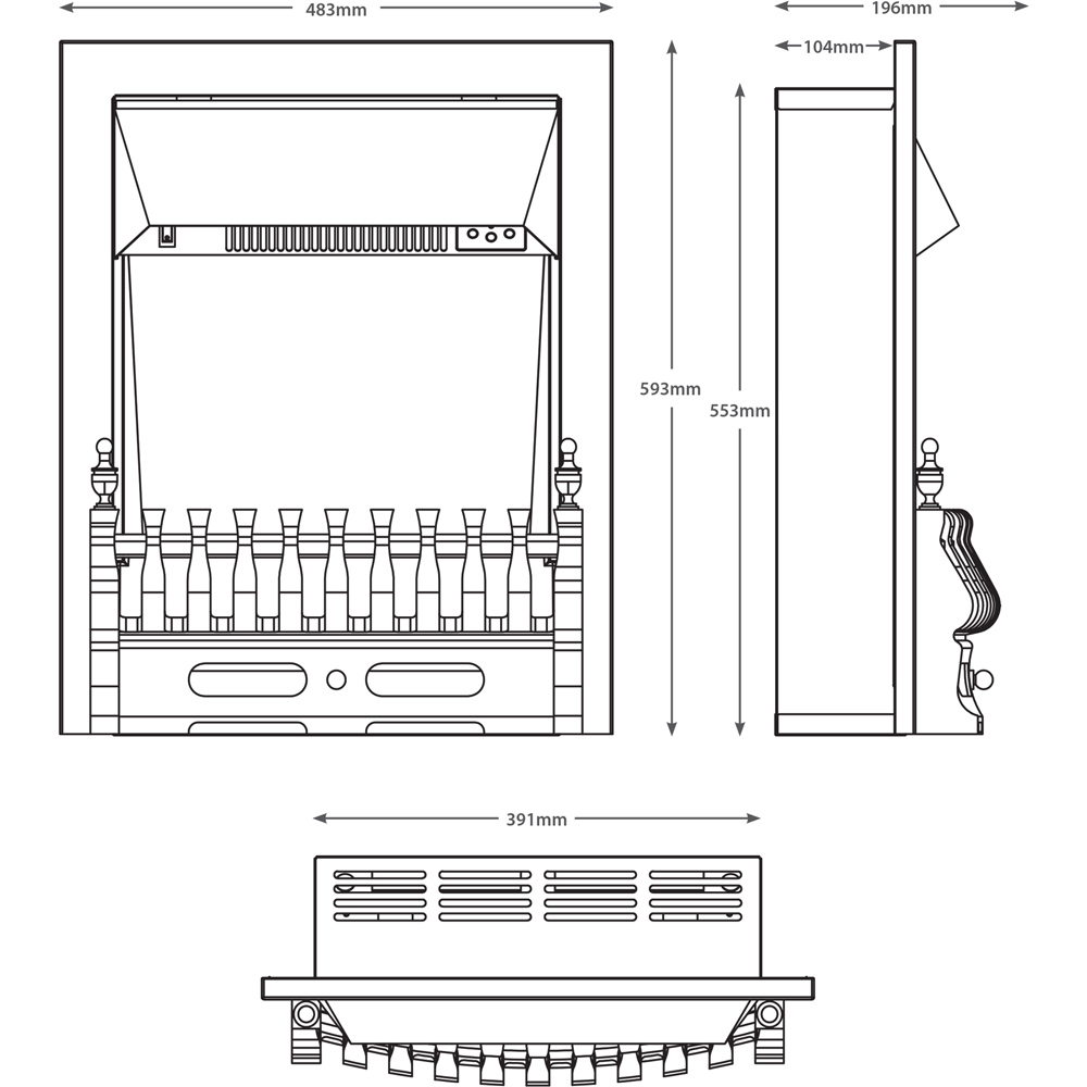 Be Modern Bayden Brass Inset Electric Fireplace 2kW 16 inch Image 5