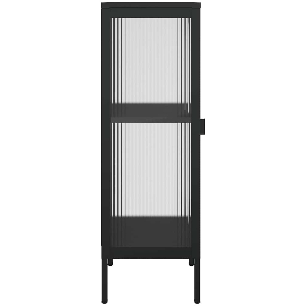 vidaXL Single Glass Door Black Steel Fluted Sideboard Image 7