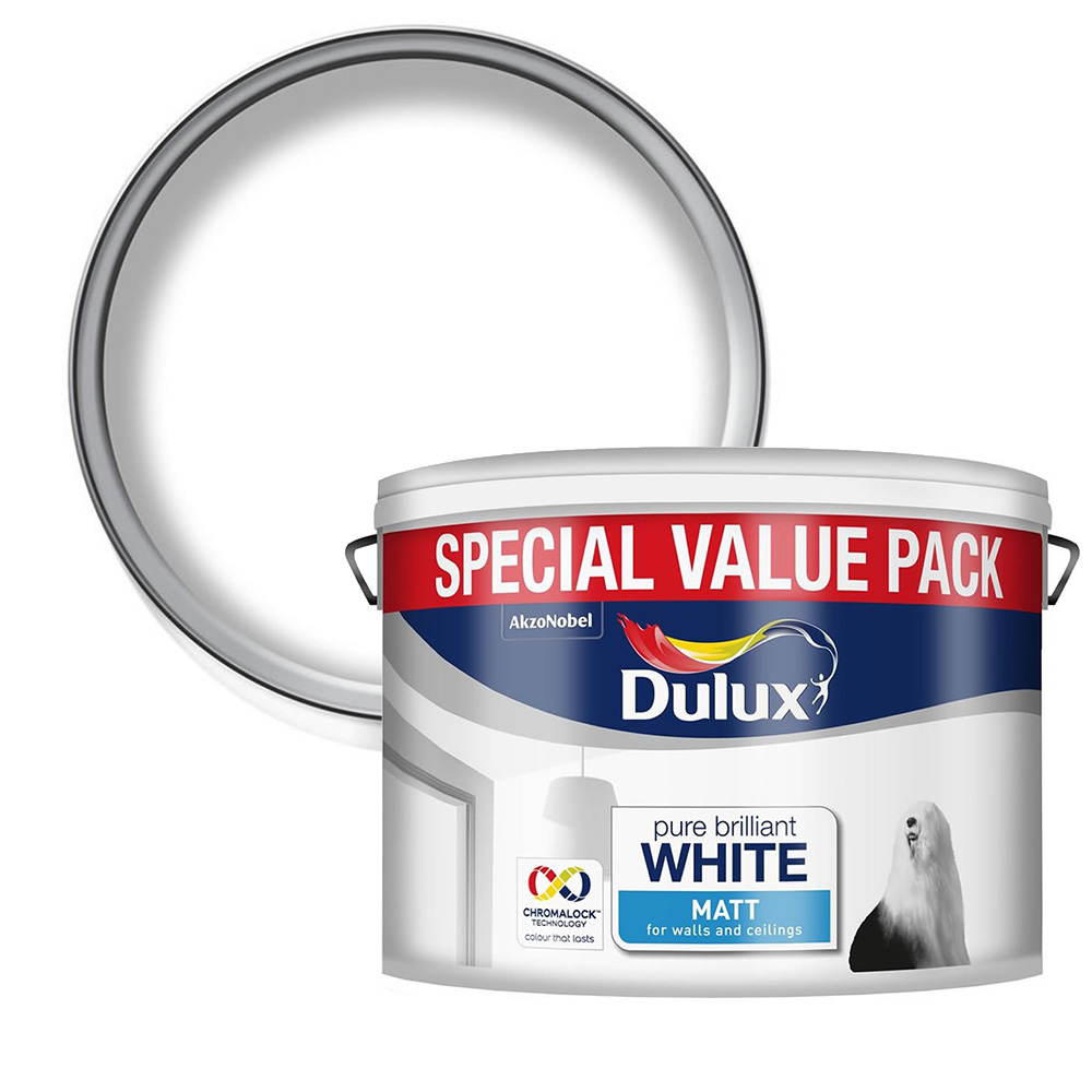 Dulux Pure Brilliant White Matt Emulsion Paint 7.5L Image 1