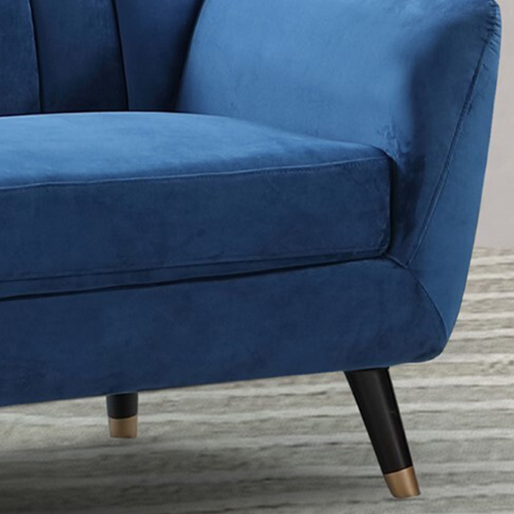 Morgan 2 Seater Blue Plush Velvet Sofa Image 3