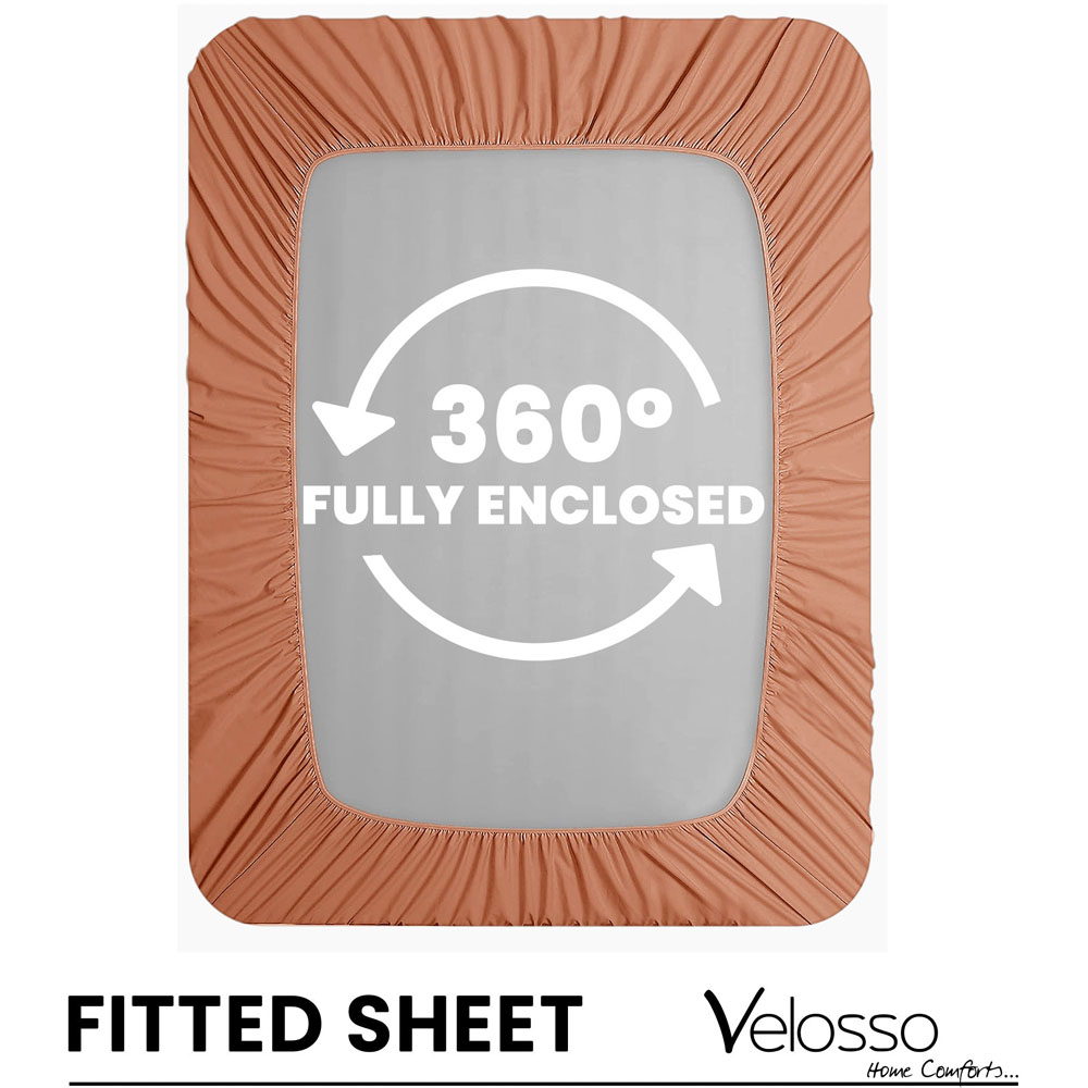 Velosso Microfibre King Size Orange Fitted Sheet Image 3